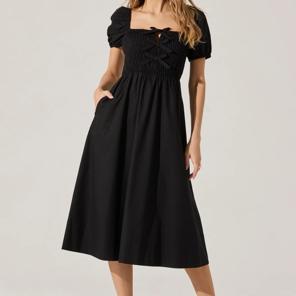 Astr Dresses & Skirts - Smocked Bow Midi Dress ASTR the Label